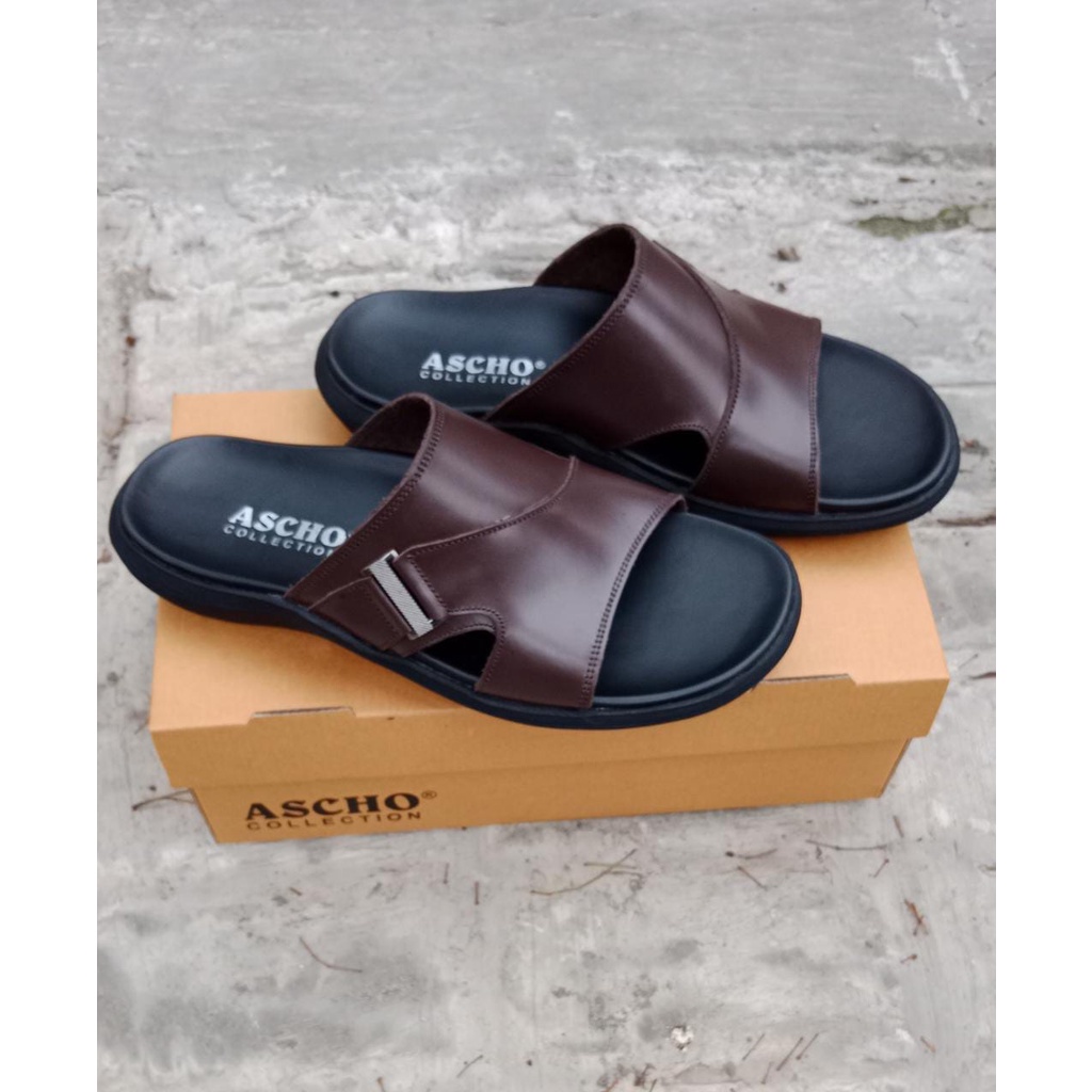 sandal pria kulit asli sapi ascho a24