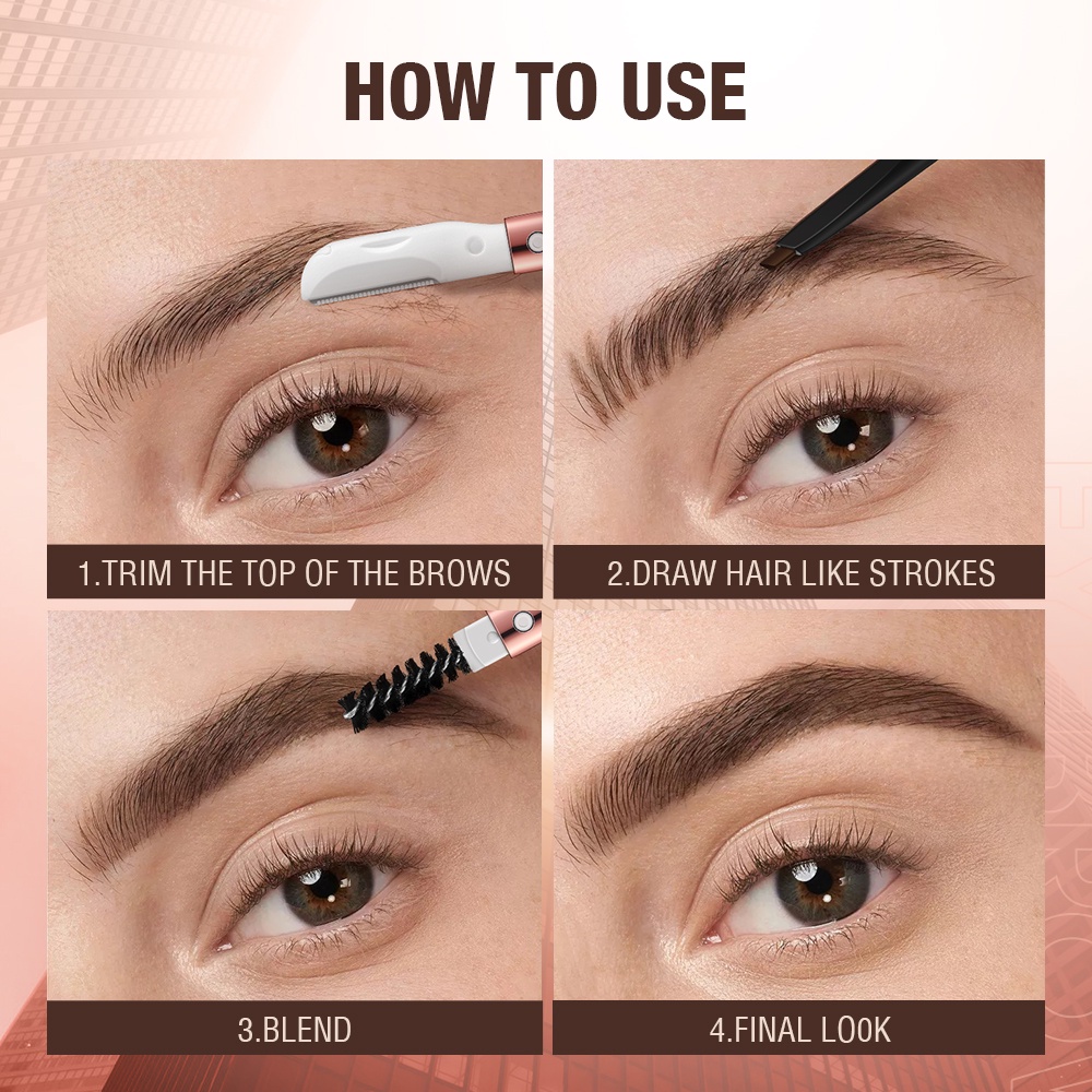 O.TWO.O 3 In 1 Eyebrow Pencil with Eyebrow Razor Waterproof 24 Hour Natural Defining Easy Makeup Kit