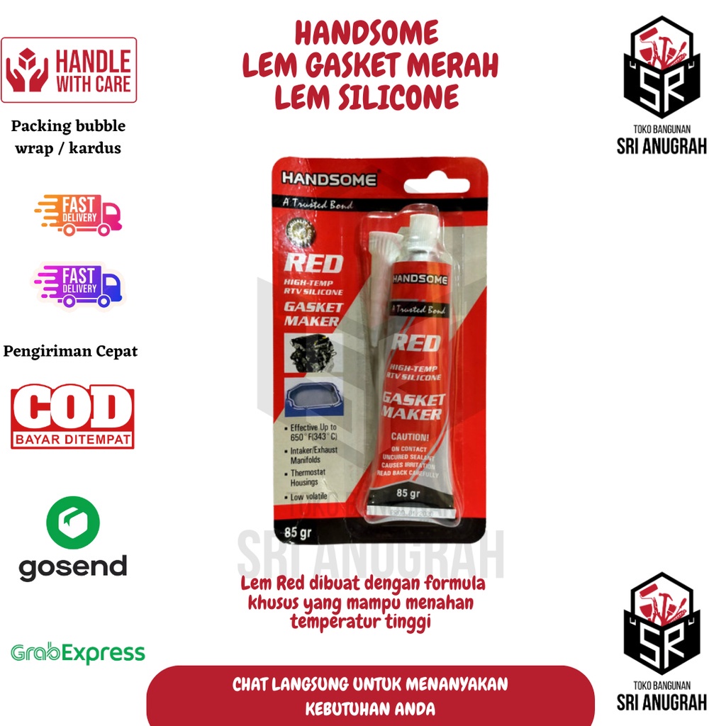 Lem Red Silicone Handsome Gasket Maker 85 Gram