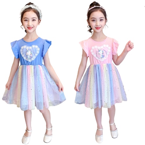 [MAMASILO] Dress anak perempuan unicorn sequin tutu rainbow import/baju anak perempuan unicorn sequin tutu rainbow import