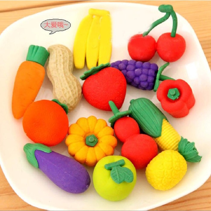 

DFANCCIE Eraser Penghapus Desain 4 Buah Sayur Lucu FREE POUCH Unik Menarik