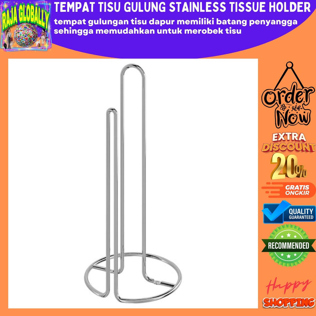 TEMPAT TISU GULUNG STAINLESS TISSUE HOLDER TEMPAT TISSUE DAPUR/TOILET TEMPAT TISU TOILET DAN DAPUR T