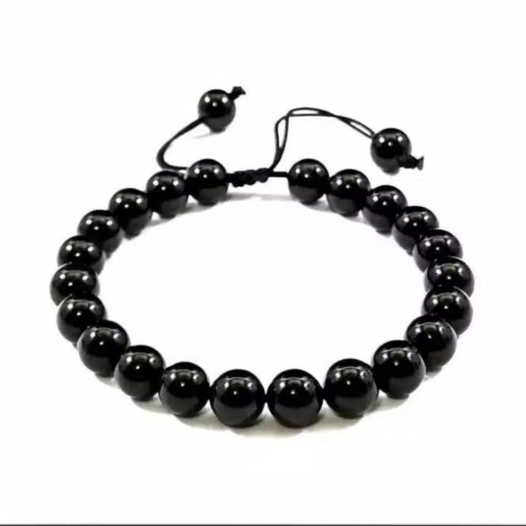 Gelang Tali Manik Batu Hitam Black Natural Untuk Pria Wanita Remaja Hingga Dewasa