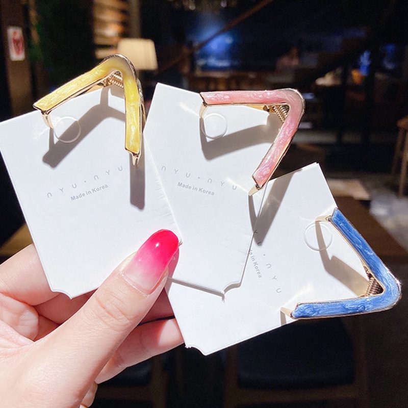 Chic V Bentuk Cakar Klip Wanita Klip Rambut Geometris Jepit Rambut Gadis Hair Claw Hair Barrettes Fashion Aksesoris Rambut