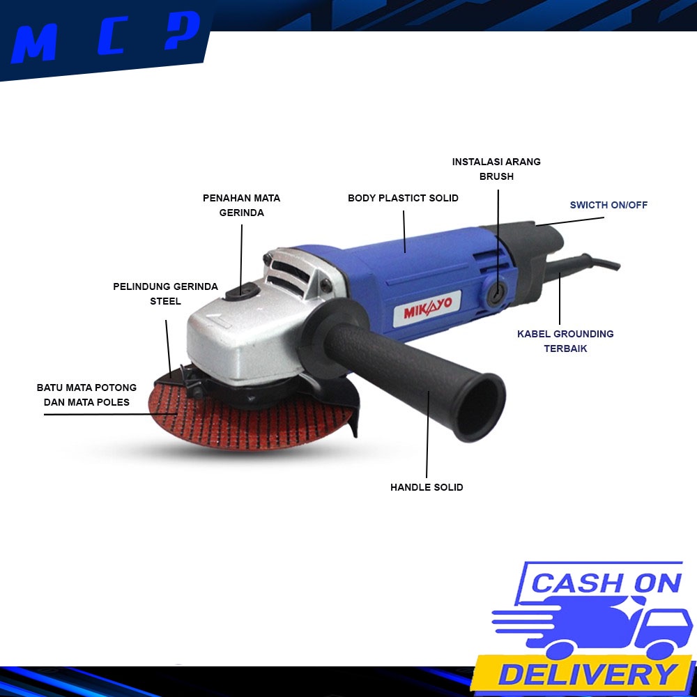 MESIN GERINDA GRINDA GERENDA TANGAN 4&quot; Gerinda Tangan 4&quot; Angle Grinder Mesin Gerinda Grinda Tangan Cocok Untuk Rumahan dan harian BY MIKAYO