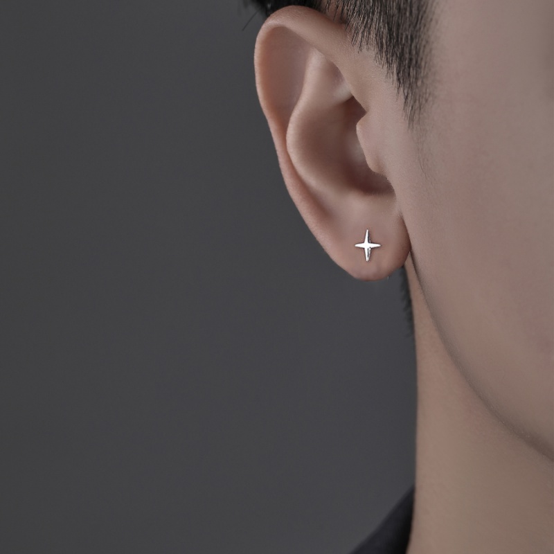 Magic789 Keren Fashion s925 Perak Bintang Stud Anting-Anting Untuk Pria Wanita Unisex Anti-Alergi Anting-Anting Kecil Pakaian Harian Telinga Perhiasan