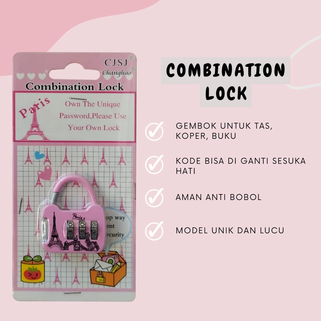 Gembok Kunci Pengaman Mini Kode Angka Motif Lucu  | Koper | Tas | Buku |