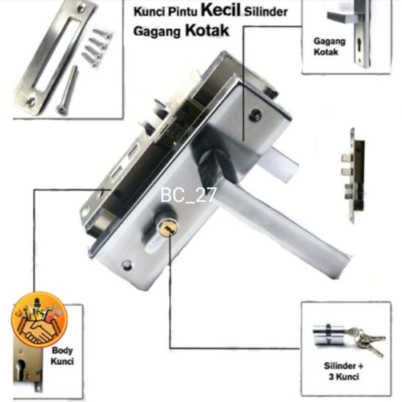 kunci pintu rumah stainless kecil 15cm slot kunci pintu rumah