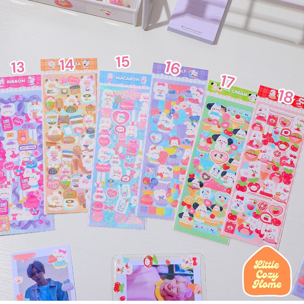 Korean Sticker Sheet / Cute Cartoon Animals Roll Deco Stickers / Stiker Gulung Kertas Motif ala Korea Lucu Unik Murah Dekorasi Alat Tulis Kado Anak Perempuan