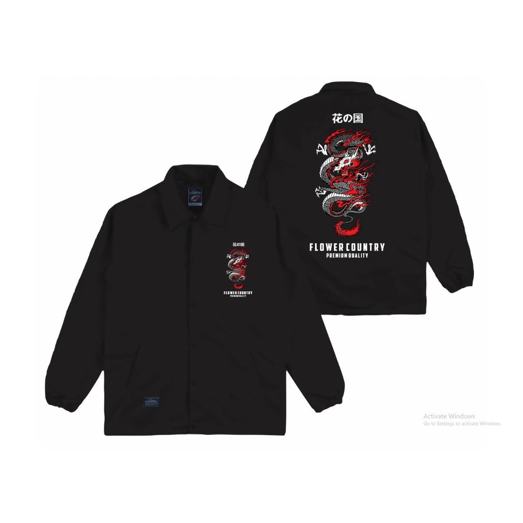 Jaket Coach Distro Japan Black Original FLOWER COUNTRY - Jaket Coach Windbreakers Parasut