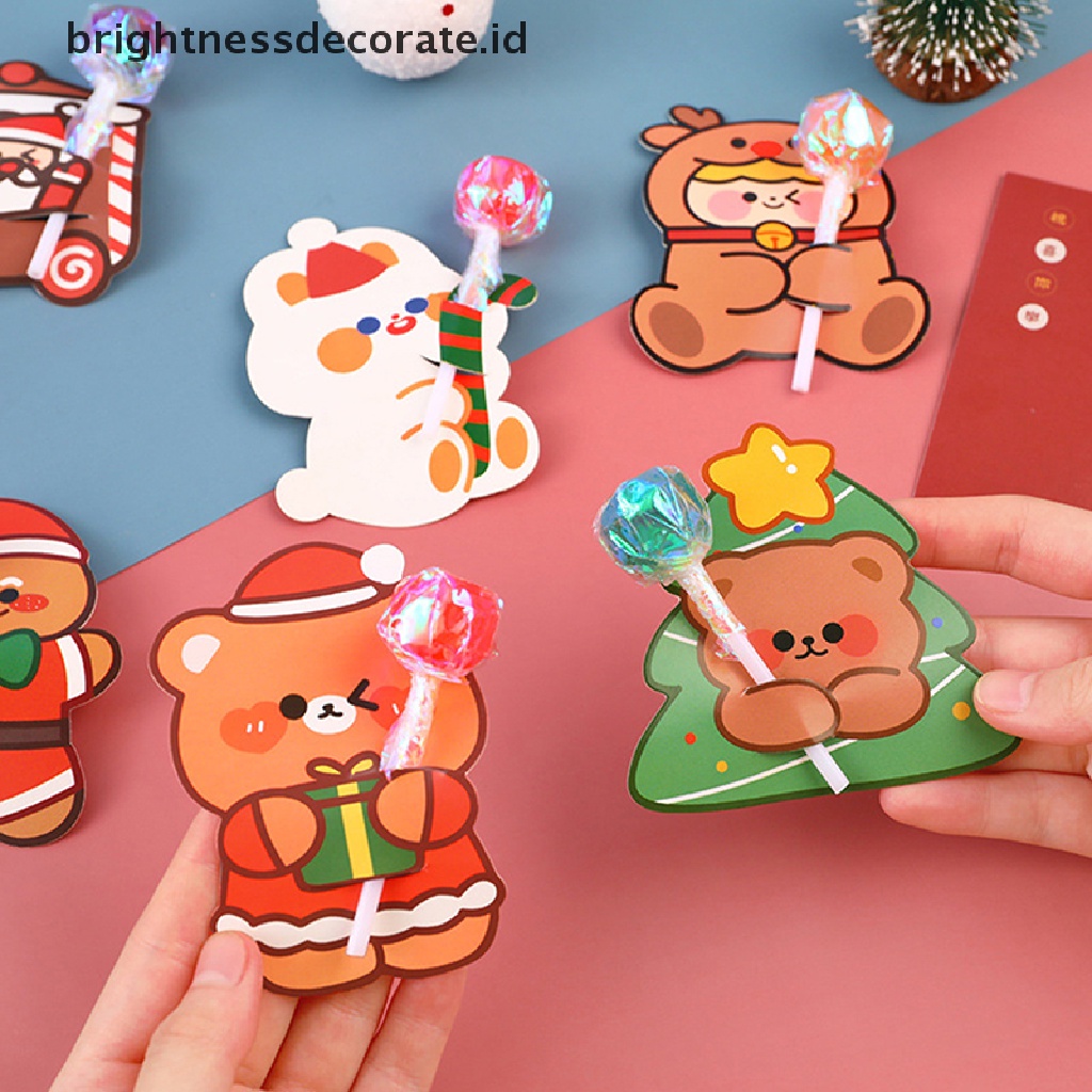 [Birth] 5pcs Kartun Kartu Lollipop Dekorasi Natal Hadiah Natal Tahun Baru [ID]