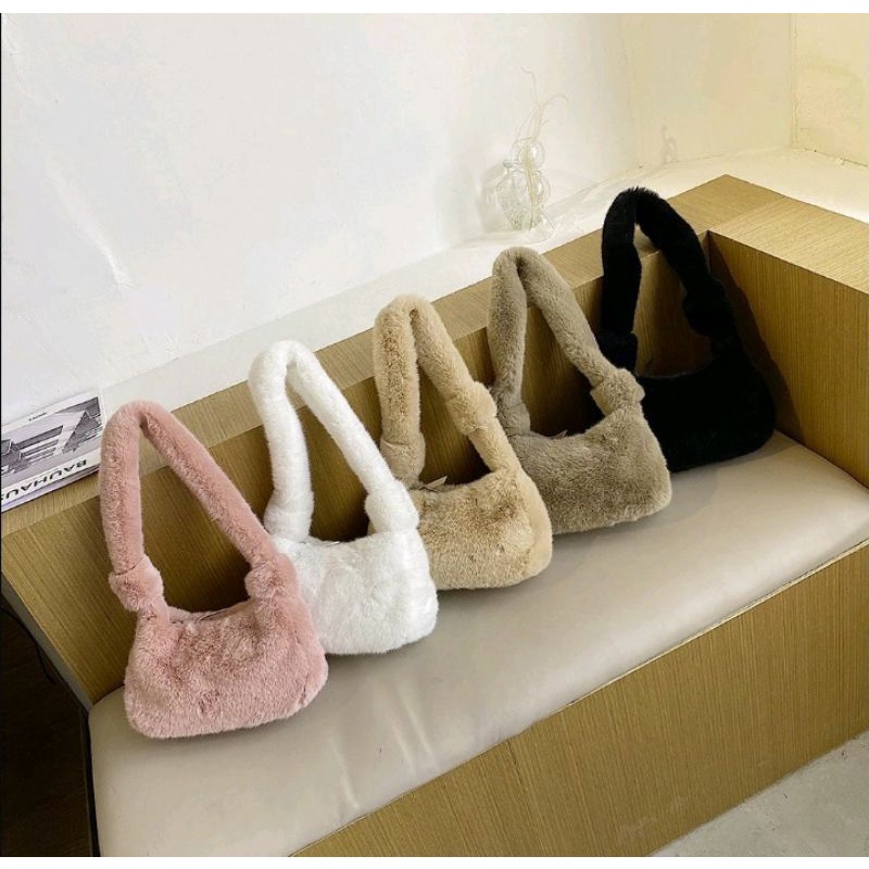 SHOULDER BAG TAS TOTE BAHU BULU, TAS BULU WANITA