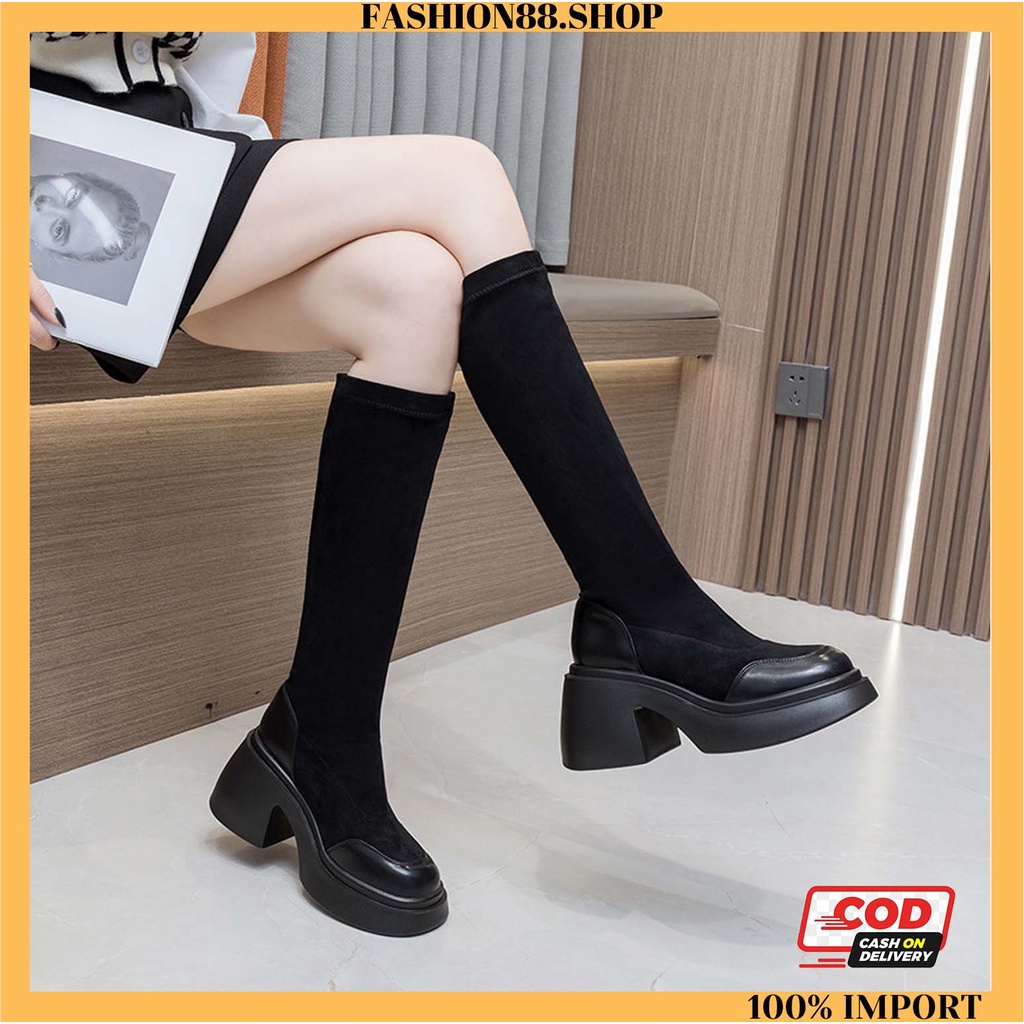 Sepatu Boots Heels Import Murah Terkini ala Korea Import Premium Quality F55