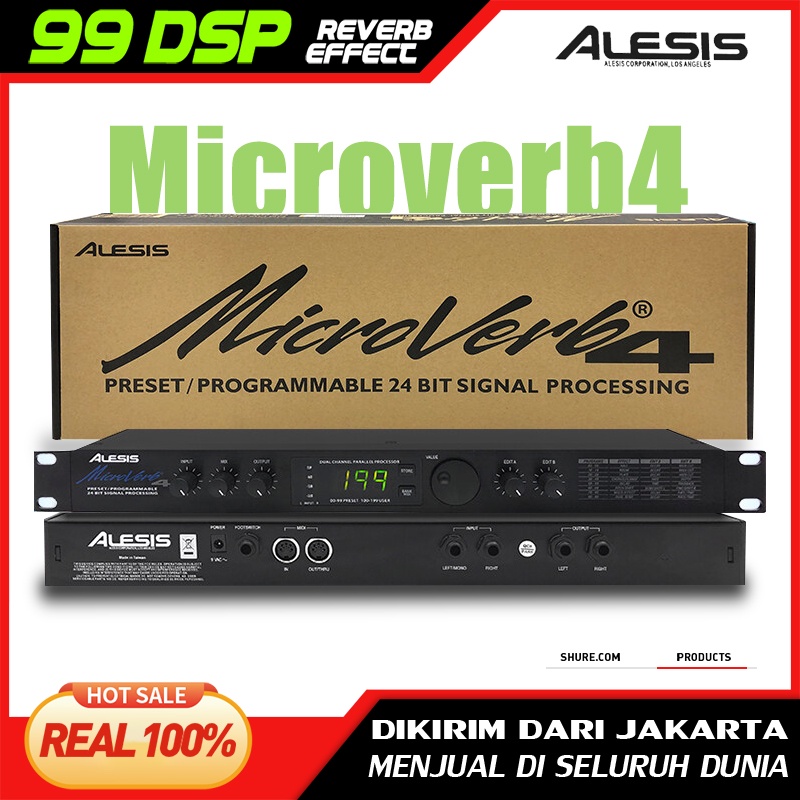 【COD】Efek Vokal Microverb 4 Menawarkan 100 ambang batas dan MIC4 program pengguna untuk reverb berkualitas tinggi Delay and chorus to multiple and dual send sequence channels Input daya 9VAC, antarmuka MIDI, output/input antarmuka 6.35MM