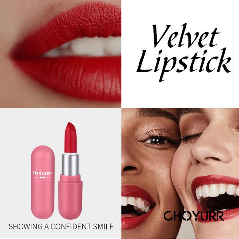 【COD】Velvet Lipstik Matte Tahan Lama Waterproof Bibir Lipstick KapsulMini Lipstik Matte Beludru Portabel Kilau Warna Kaya Lipstik-CH