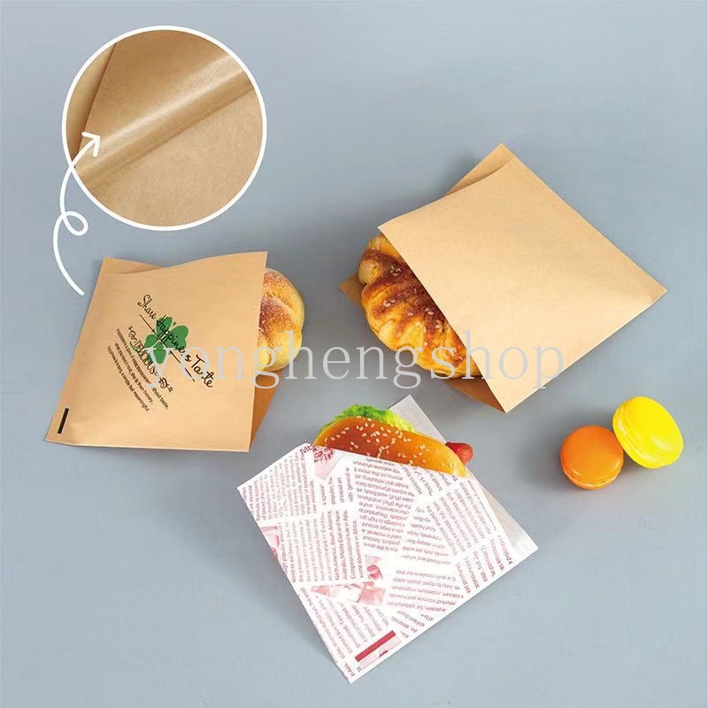 10 / 50 Pcs Kertas Pembungkus Makanan Roti Donat Sandwich Hamburger Tahan Minyak Untuk Alat Bento