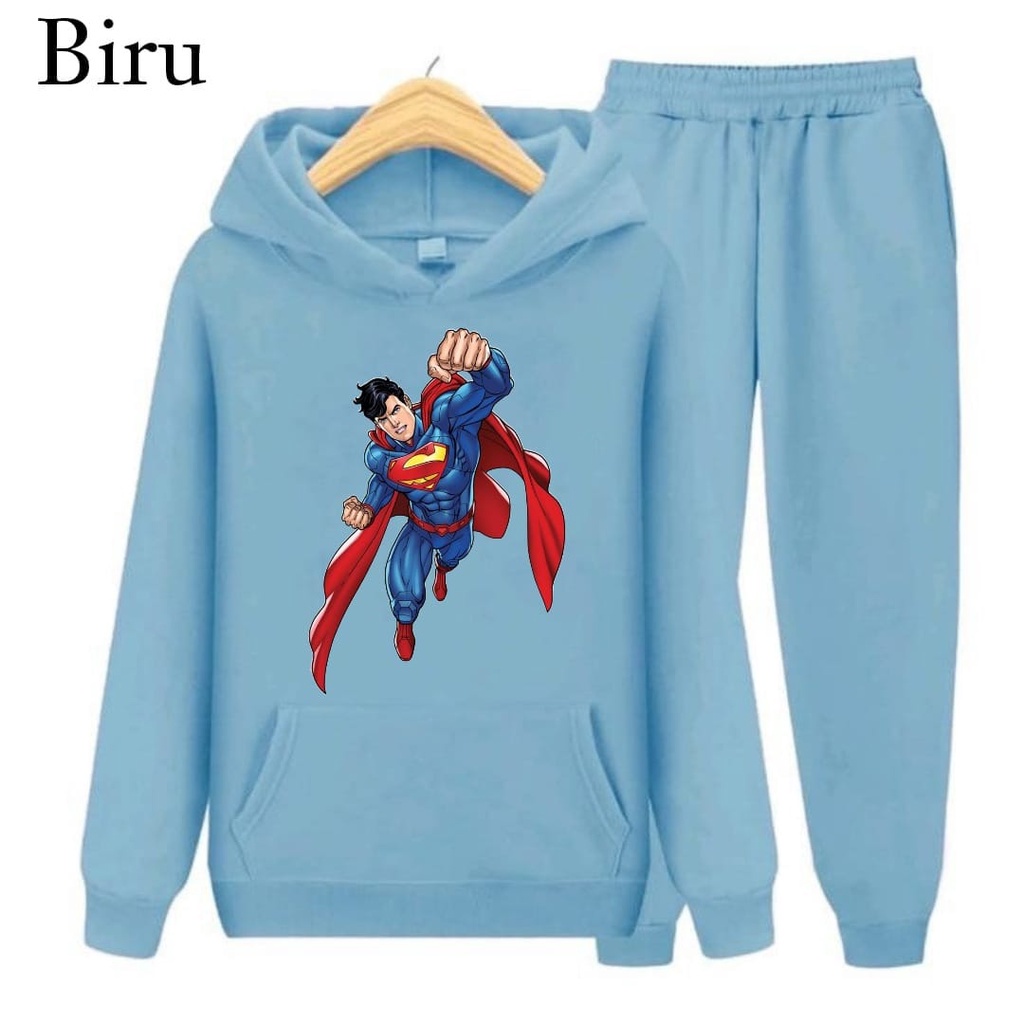 Hzl_outfit Setelan Sweater Superman Anak Laki-Laki S.M.XL