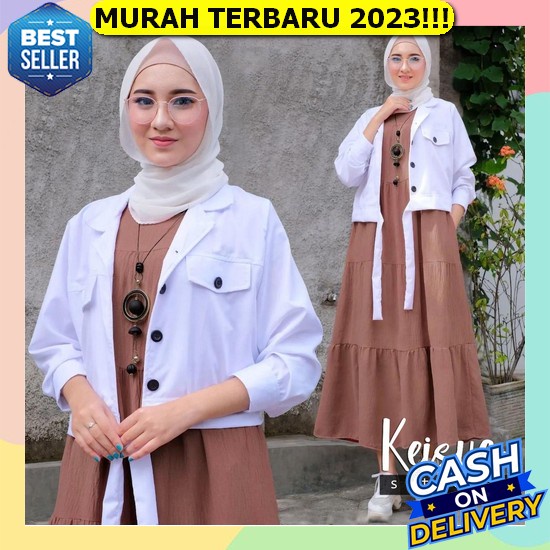 Gamis Pesta Model Terbaru Kekinian Viral 2023 Dress Muslim Wanita Gamis Satin Kristal Kondangan Mewa