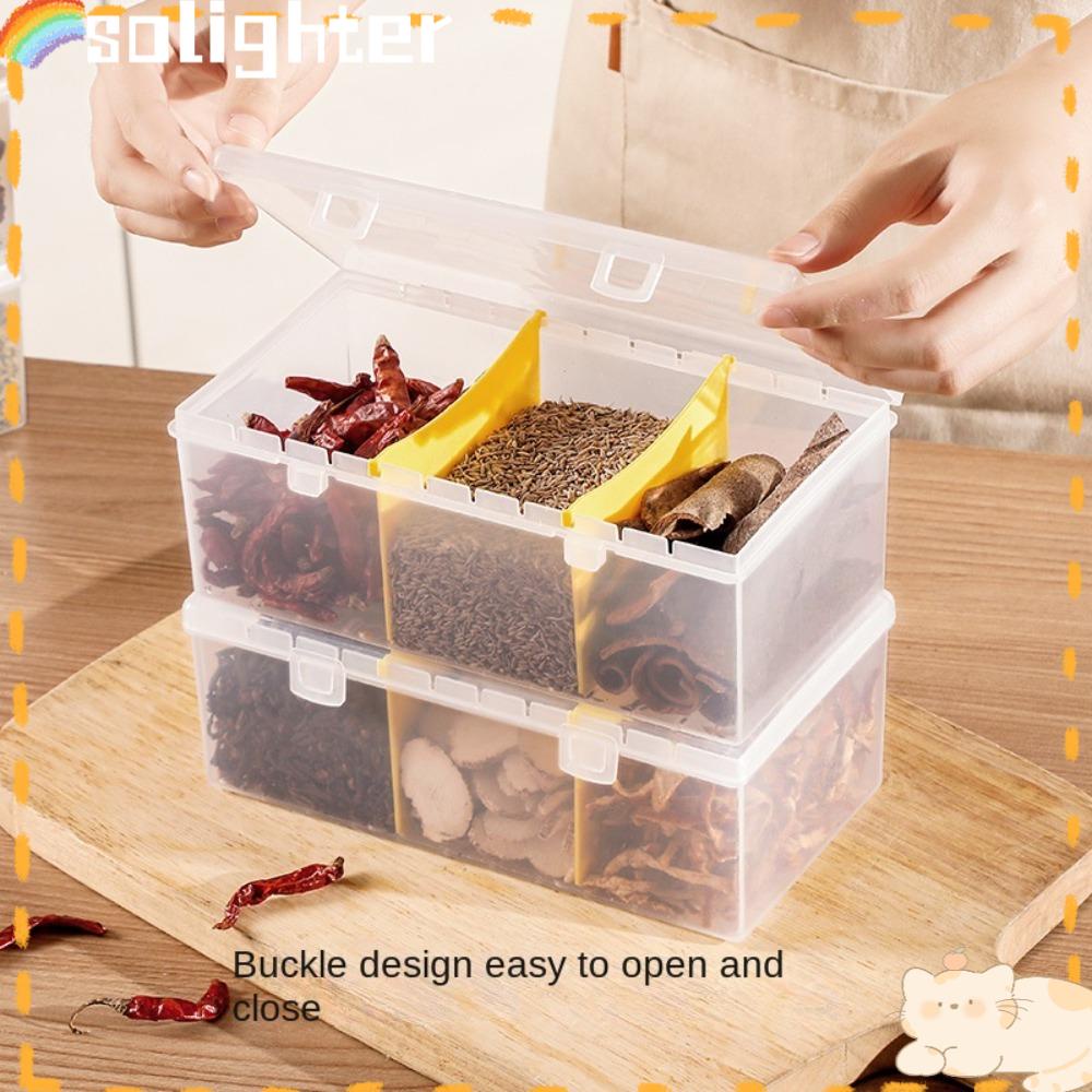 Solighter Seasoning Kotak Penyimpanan Bumbu Aksesoris Dapur Storage Jar Bowl Salt Shaker Toples Wadah Gula Lada