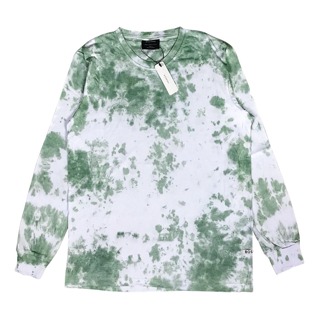 Longsleeve Tie Dye/Lengan Panjang Tie Dye - White Green Cigareete Effect | T-Shirt Pria | Kaos Pria 