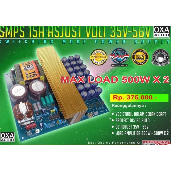 SMPS 15A Adjust Volt 35V - 56V dengan Extra 12V-0
