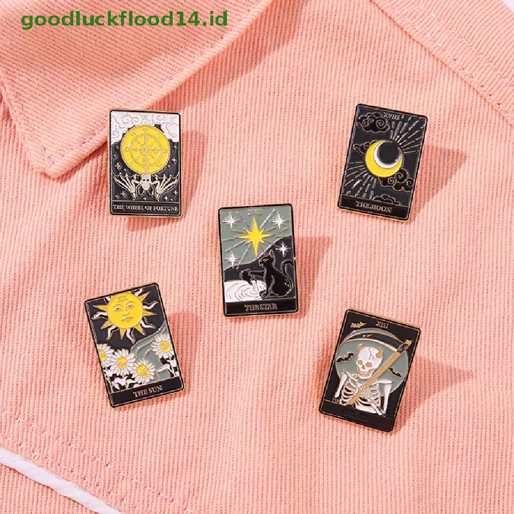 [GOOGFOUR] Kartu Tarot Enamel Pin Kerangka Kelelawar Demo Bros Ransel Lapel Pin Badge [TOP]