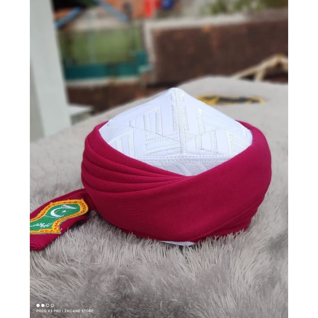 Peci imamah permanen langsung pakai polos dan motif terompah nabi dewasa dan anak terlaris murah (CO