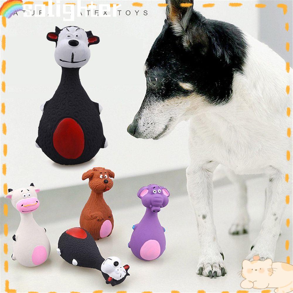 Solighter Latex Dog Toys Gajah/Sapi Hewan Karet Pembersih Gigi Karet Vokal Mainan