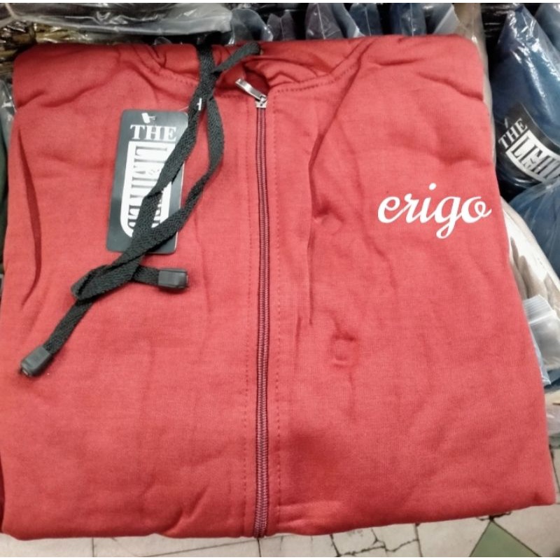 jaket jemper logo erigo resleting  pria,wanita size L,XL,XXL