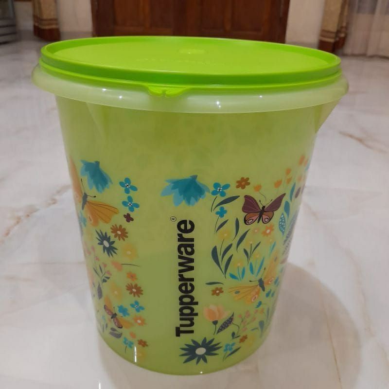 Tupperware Giant Canister uk.8,4 ltr Hijau Motif Toples Besar Original Wadah Serbaguna Kedap Udara