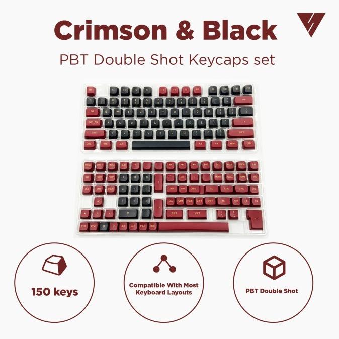 Vortexseries Crimson Black PBT Double Shot CSA Profile Keycaps