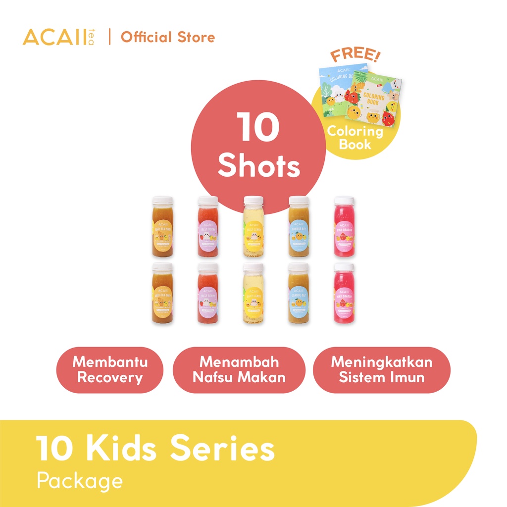 

Acaii Tea Kids Series Package (10x140ml) FREE Coloring Book