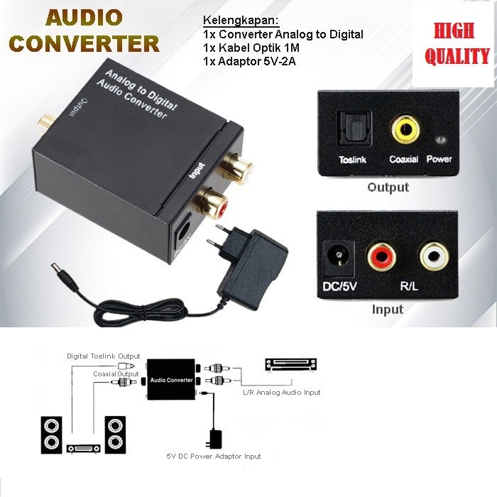 Audio Converter adapter Analog RCA to Digital Optical Coaxial