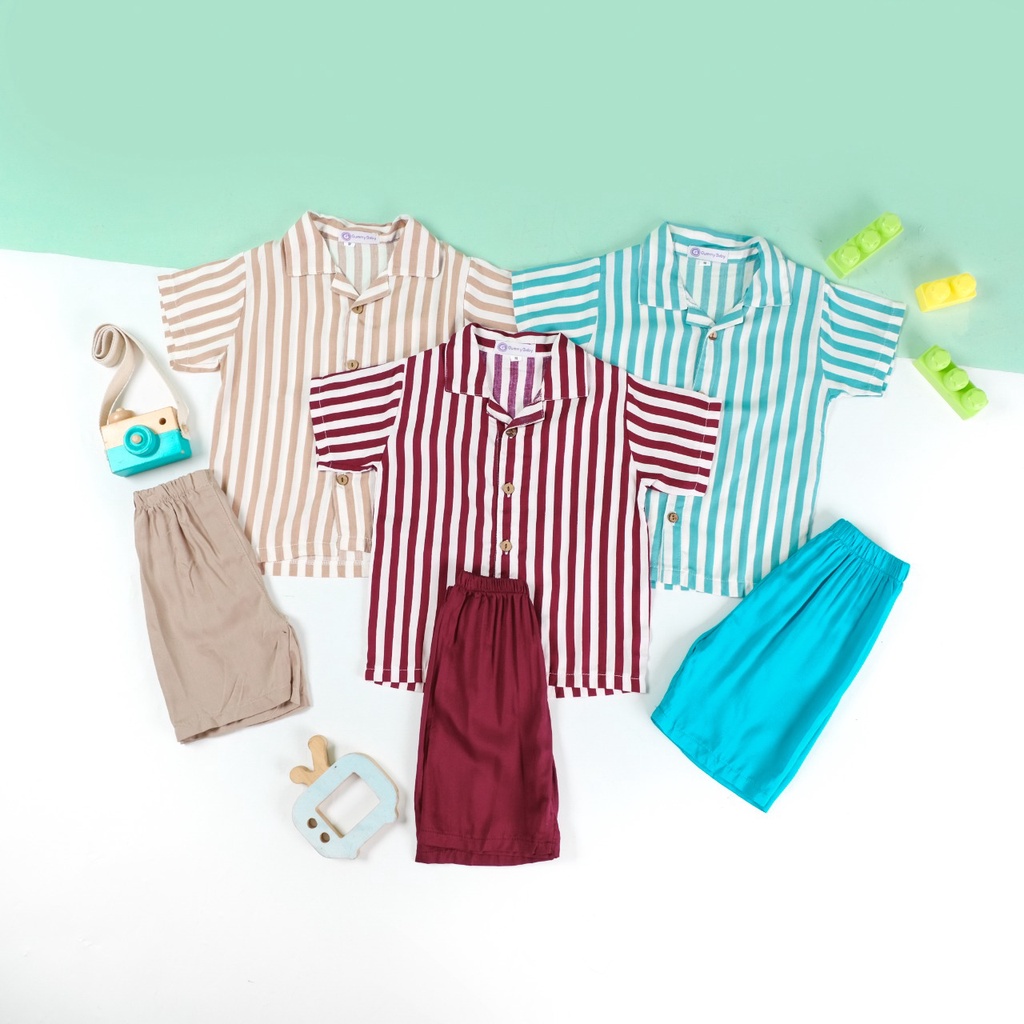 Fairy Baby Summer Stripe Set | Setelan Salur Anak Laki-Laki 1-4 Tahun