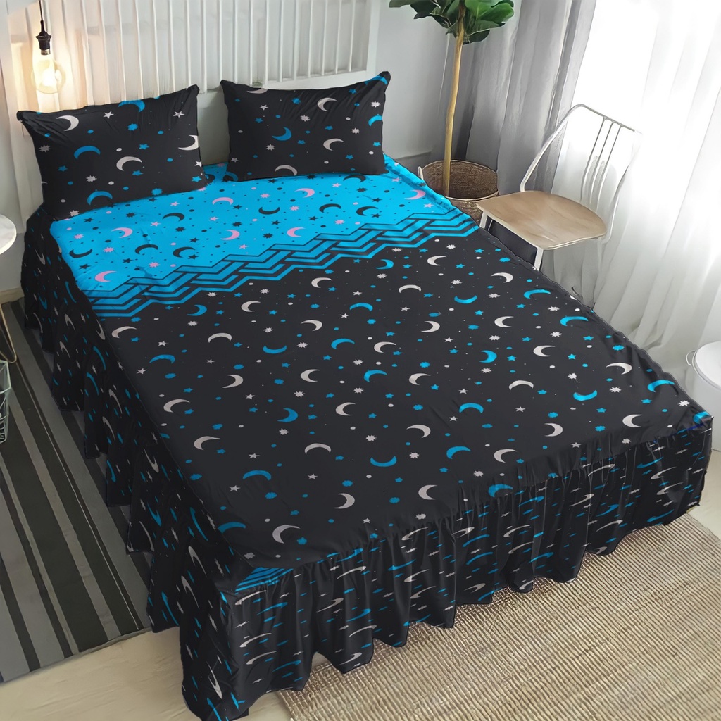 Sprei ukuran no 1 King/Single Motif Kotak Aesthetic bahan katun halus dan tebal