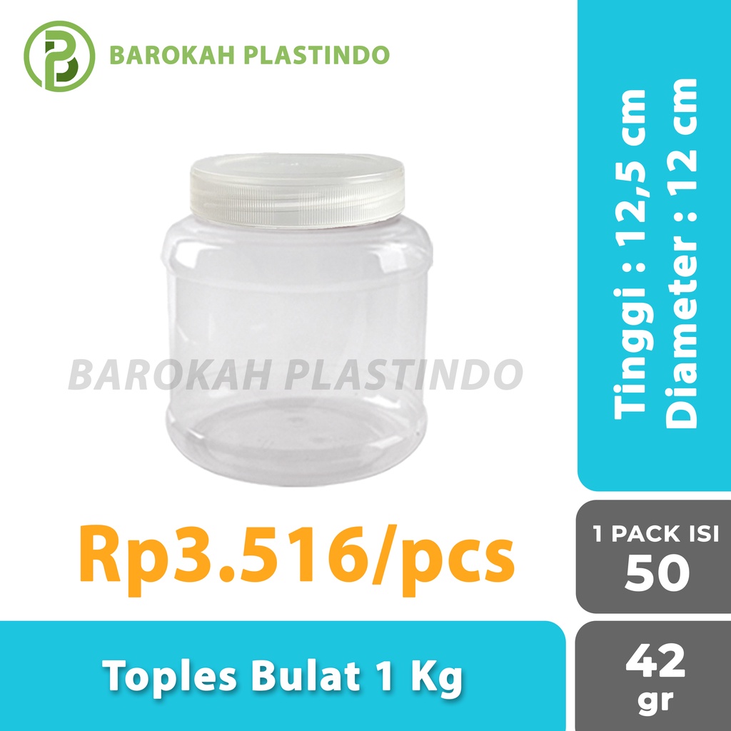 [1 PACK] Toples Bulat 1 kg / Toples Kue 1 kg / Toples Plastik 1 kg / Toples 1kg