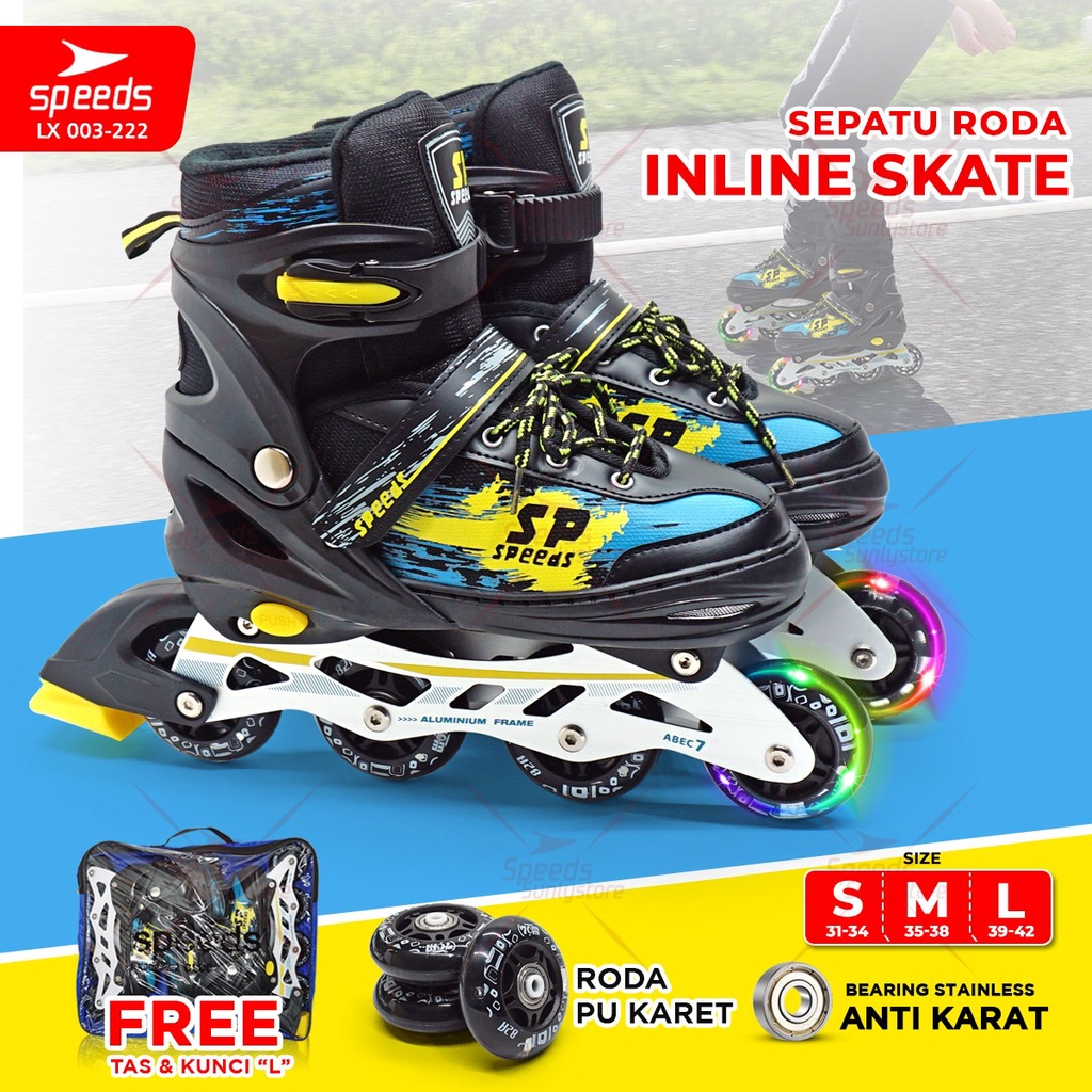 SPEEDS Sepatu Roda Anak Dewasa dan Remaja Inline Skate Roller Skate Laki-laki Perempuan 003-222