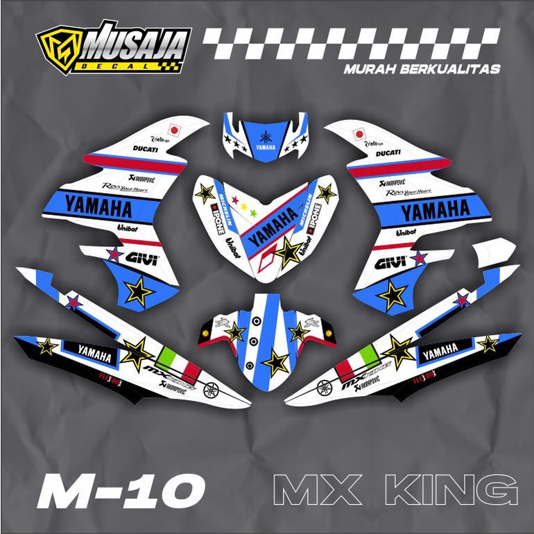 Decal mx king full body putih custom desain- dekal mxking putih biru