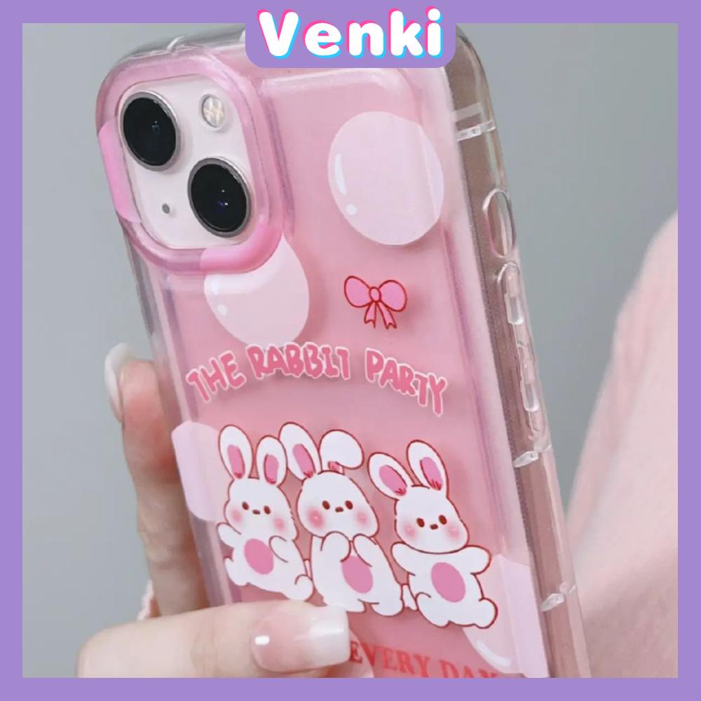 Case For iPhone 14 Pro Max TPU Soft Jelly Airbag Clear Case Cute Pink Rabbit Camera Protection Shockproof For iPhone 14 13 12 11 Plus Pro Max 7 Plus X XR