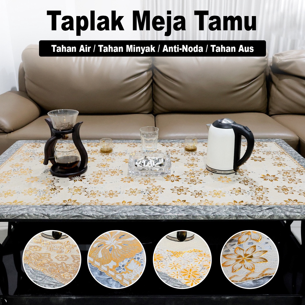 Taplak Meja Tamu Gold Motif Persegi Panjang Terbaru Ukuran 60x120cm Bahan PVC Tebal Premium Anti Air Perlengkapan Dekorasi Rumah Tangga Import - D6 - 88_Blanketstore