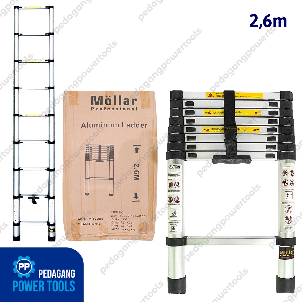 TANGGA TELESKOPIK 2.6 METER LIPAT ALUMINIUM SINGLE TELESCOPIC LADDER