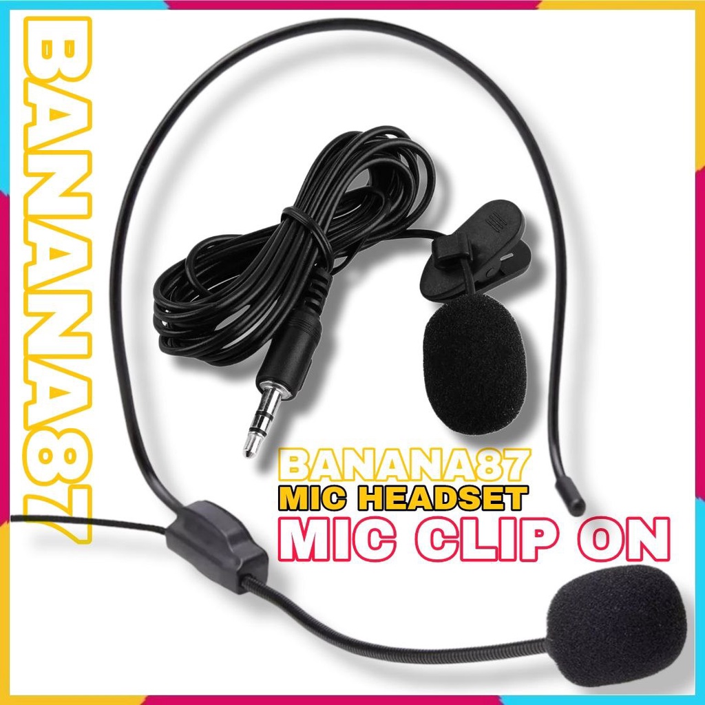 Mic Clip On Mikrofon Microphone Headshet Bando Jack 3.5 mm Suara Jernih dan Minim Noise Cocok Untuk 