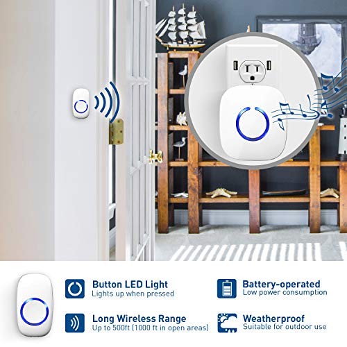 Bel Bell Pintu Rumah Wireless Waterproof 2 Receiver DoorBell 300M