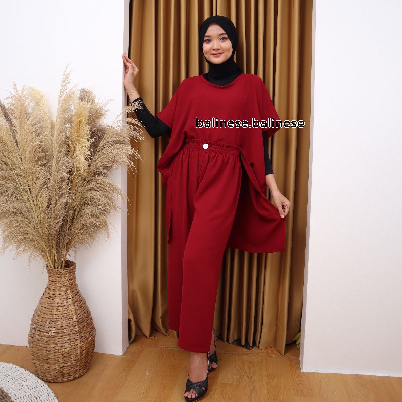 Setelan Blouse Dan Kulot Bahan Cringkle Airflow