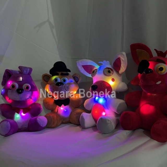 Boneka Freddy's FNAF LED Mainan Five Night At Freddy Security Breach Bahan Plush BISA NYALA