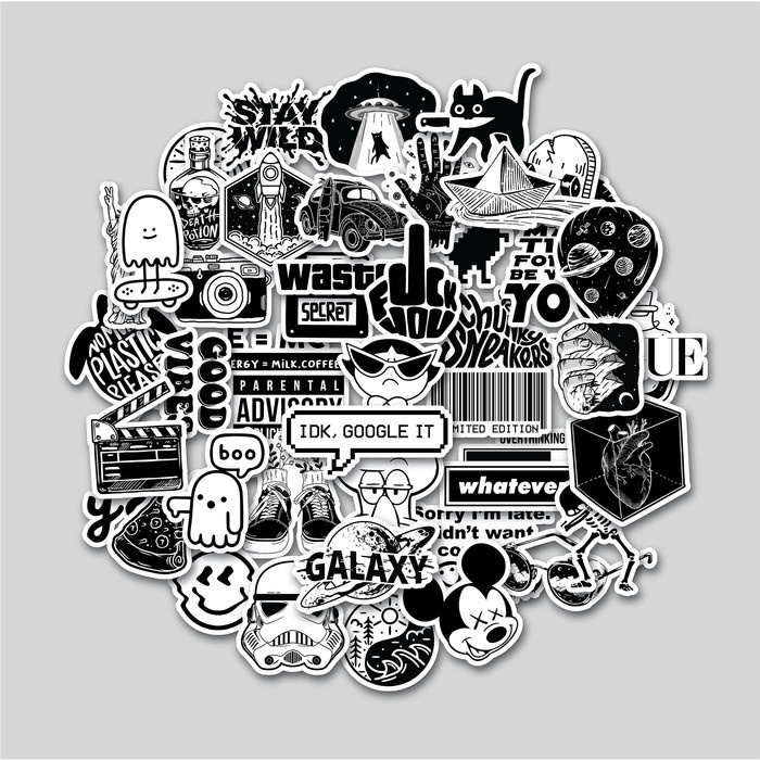 

Rewa Sticker Pack Black & White Sticker Tumblr Stiker Laptop Koper Helm