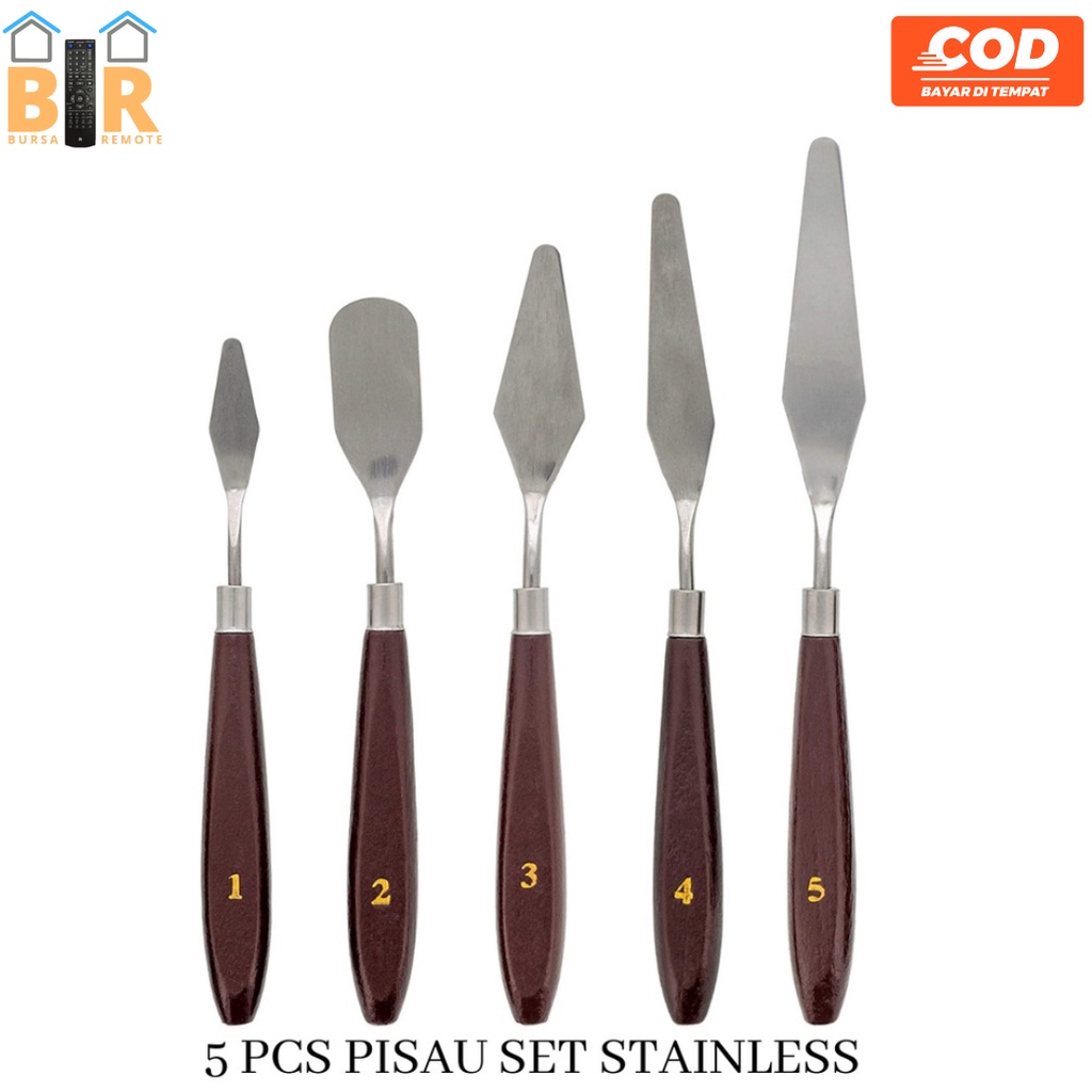 

RB Pallete Knife Spatula Lukis 5IN1 Pisau Palet Butter Cake Cream Painting 5PCS