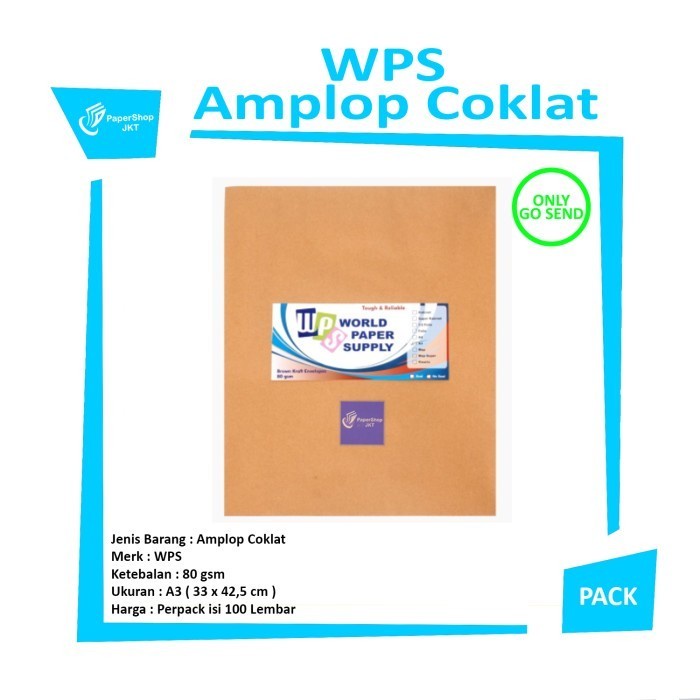

Alp Khusus Gosend !!! Amplop Coklat Ukuran A3 Wps ( 33 X 42,5 Cm )