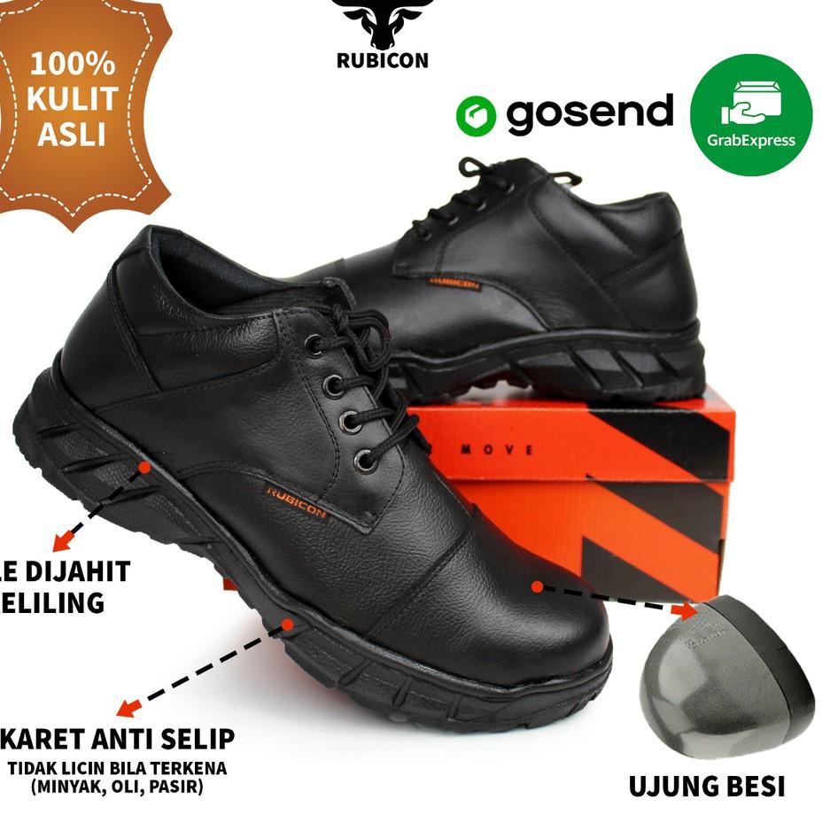 Grosir Populer SEPATU BOOTS SAFETY KULIT ASLI Pria Ujung Besi RUBTRACK KING TALI SAFETY SHOES Sol Ka