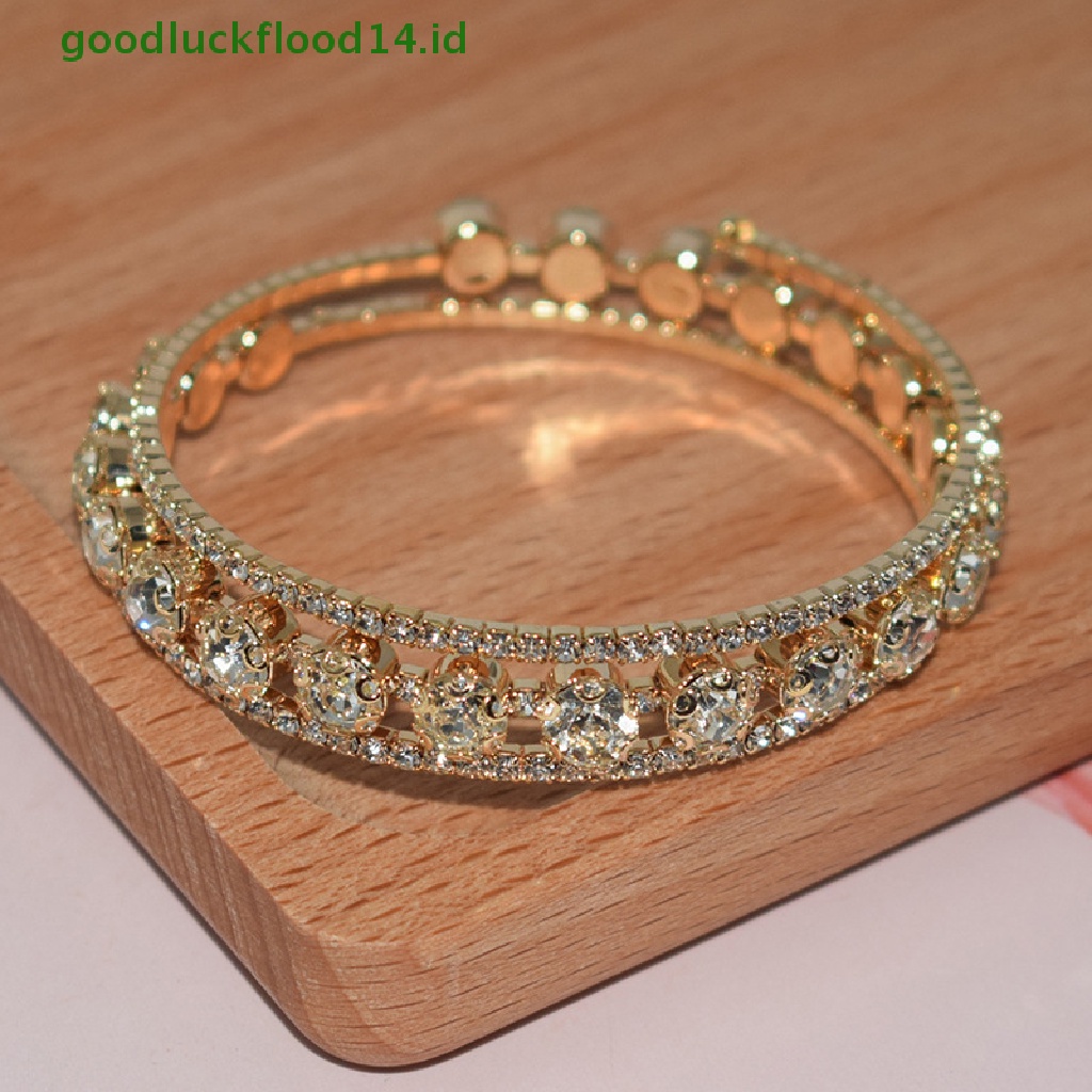 [GOOGFOUR] Fashion Gelang Kristal Untuk Wanita Pernikahan Bangle Perhiasan Tangan Multi-Layer Bridal Rhinestone Bracelet [TOP]